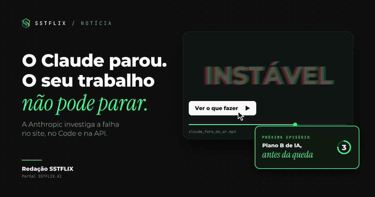 Claude fora do ar: Anthropic confirma falha no claude.ai, no Claude Code e na API