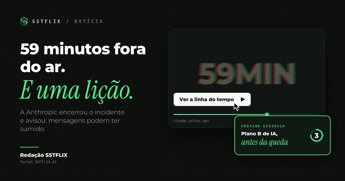 Claude volta ao ar em 59 minutos, e a Anthropic avisa que mensagens podem ter sumido