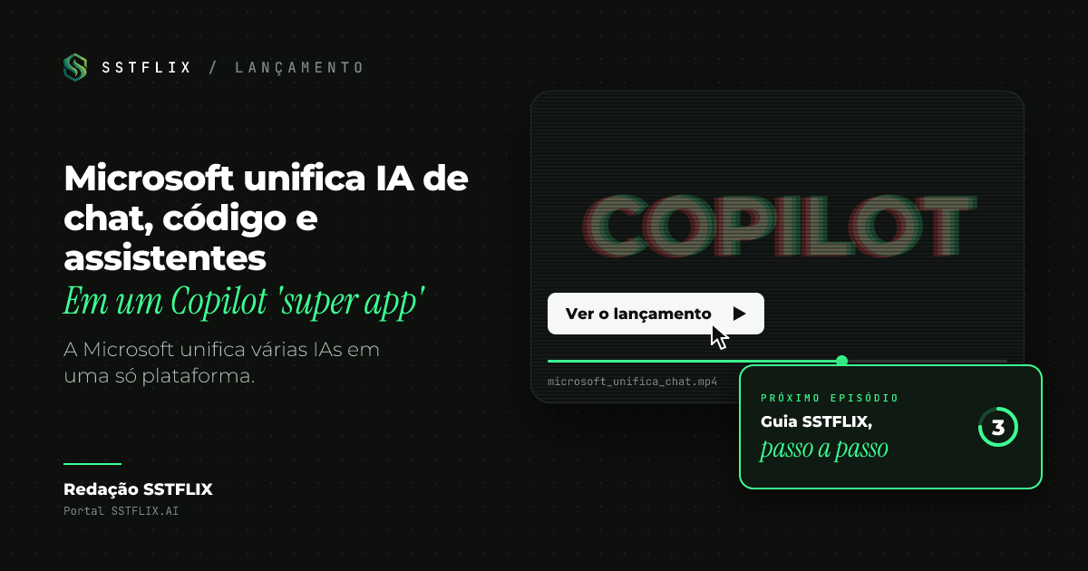 Microsoft unifica IA de chat, código e assistentes em um Copilot 'super app'